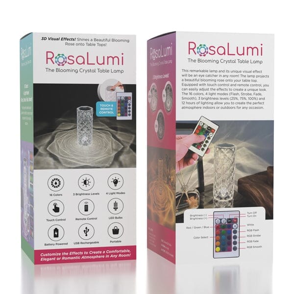 The RosaLumi | LED Crystal Rose Table Lamp | 16 Color Modes Simple Showcase 