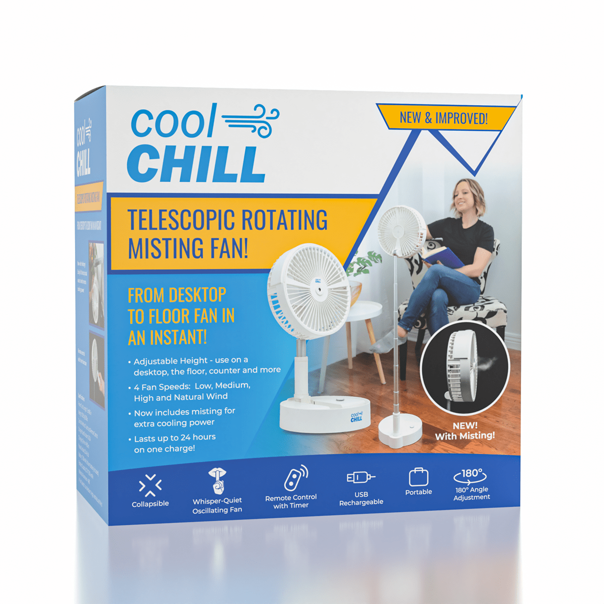 Cool Chill Telescopic Rotating & Misting Fan Simple Cool Chill 