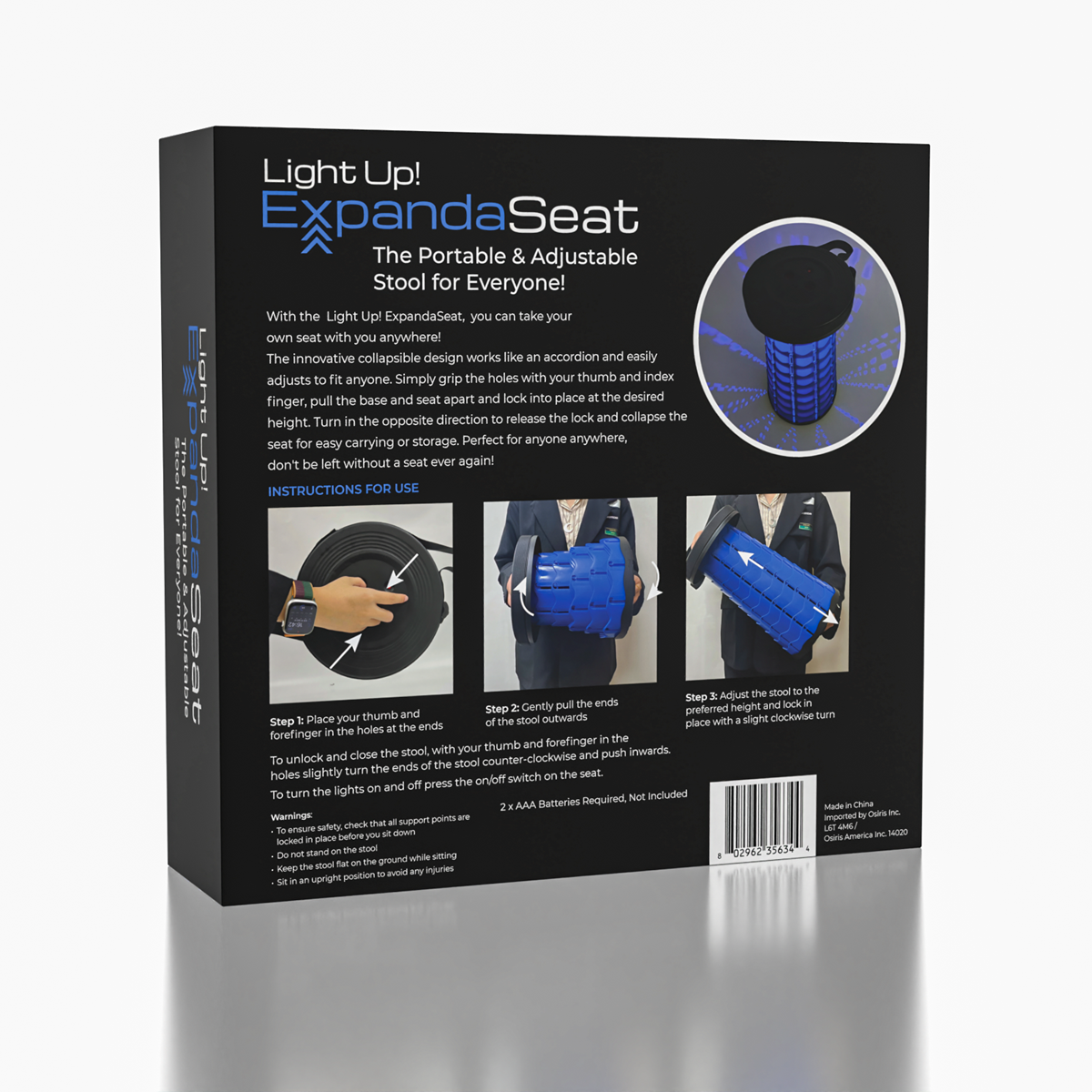 ExpandaSeat: Collapsible Stool w/ Light Up Base!