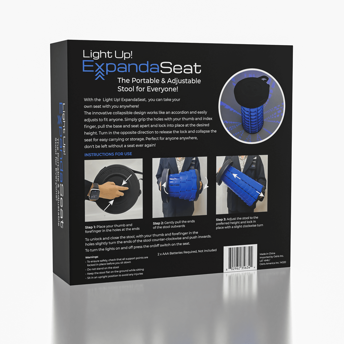 ExpandaSeat: Collapsible Stool w/ Light Up Base! Simple Exclusive 