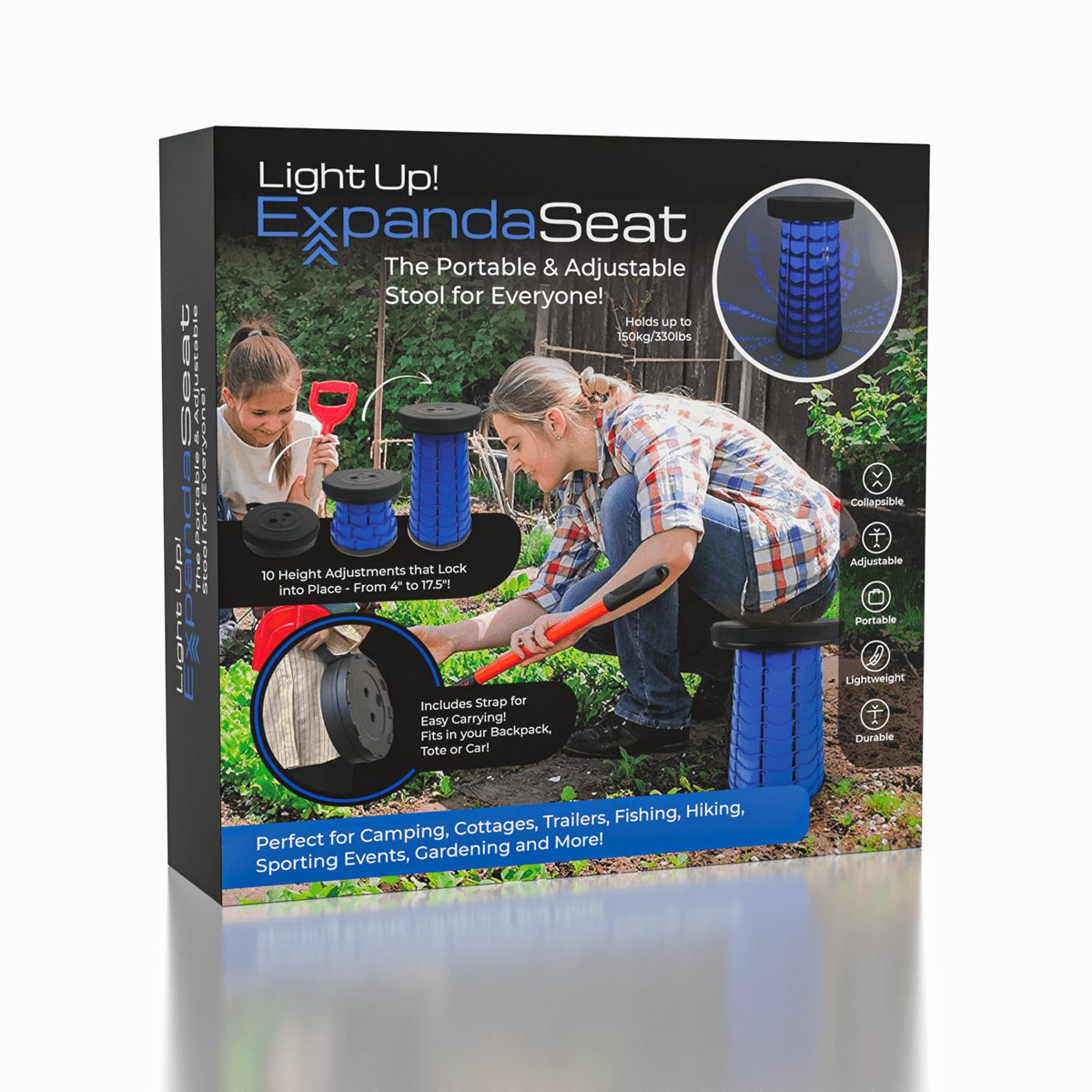 ExpandaSeat: Collapsible Stool w/ Light Up Base! Simple Exclusive 