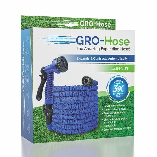 GRO-Hose BLUE | 75ft Expandable Hose With Sprayer Nozzle Simple Showcase 