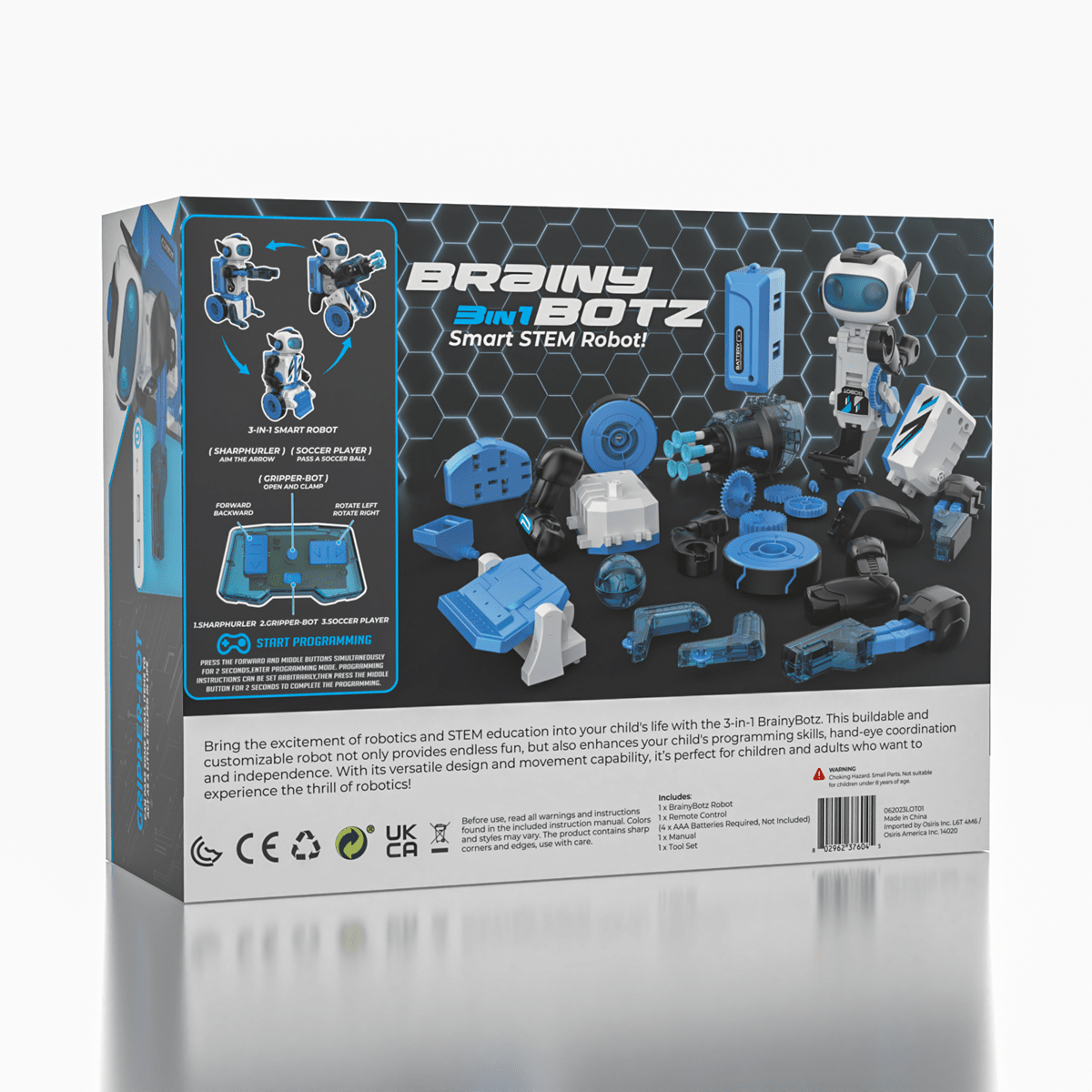 BrainyBotz (220pc) | 3-in-1 DIY Smart STEM Robot Building & Programming Kit Simple Exclusive 