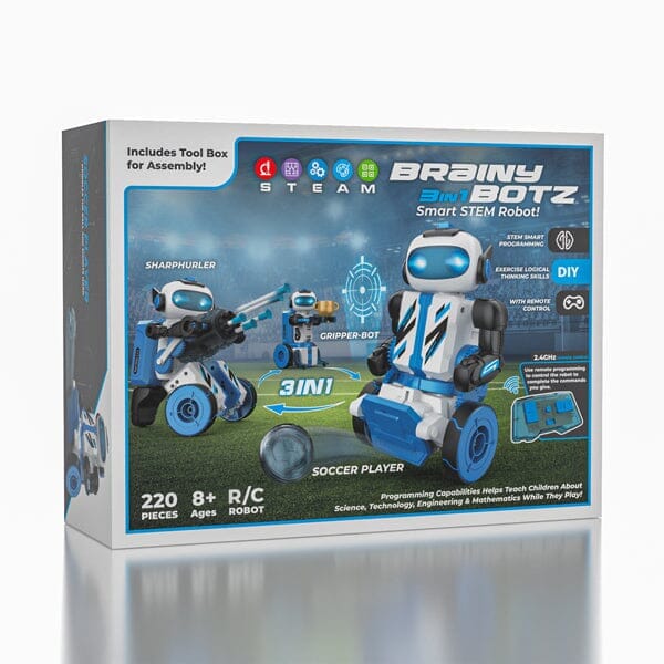 BrainyBotz (220pc) | 3-in-1 DIY Smart STEM Robot Building & Programming Kit Simple Showcase 