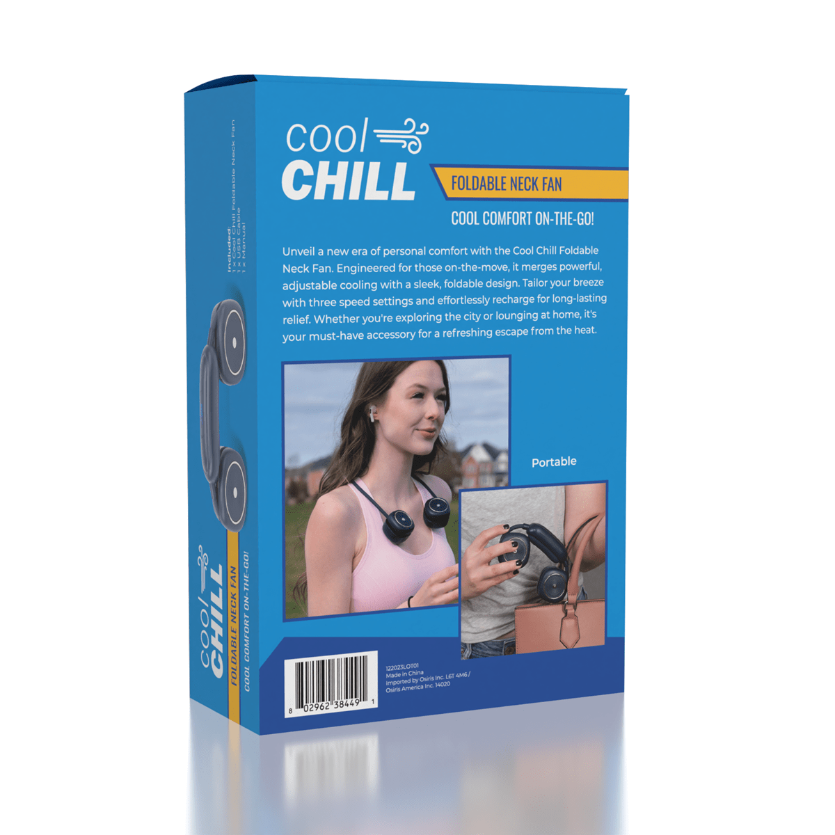 Cool Chill Foldable Neck Fan Blue Simple Cool Chill 