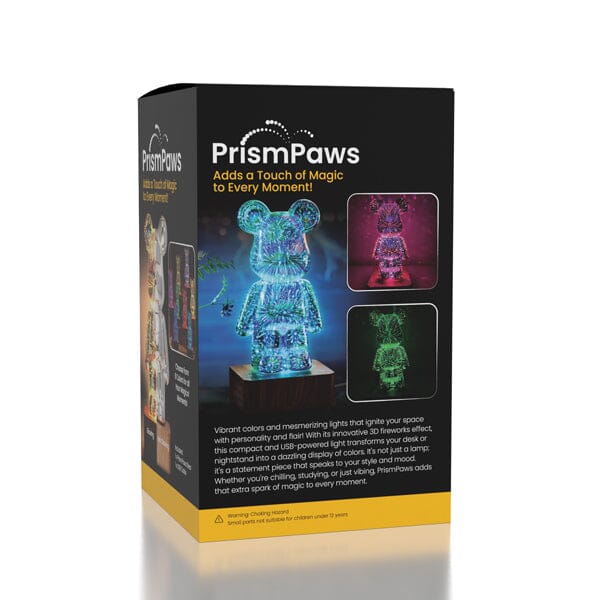 PrismPaws 3D Firework Twinkle Teddy Bear Color-Changing LED Lamp Simple Showcase 