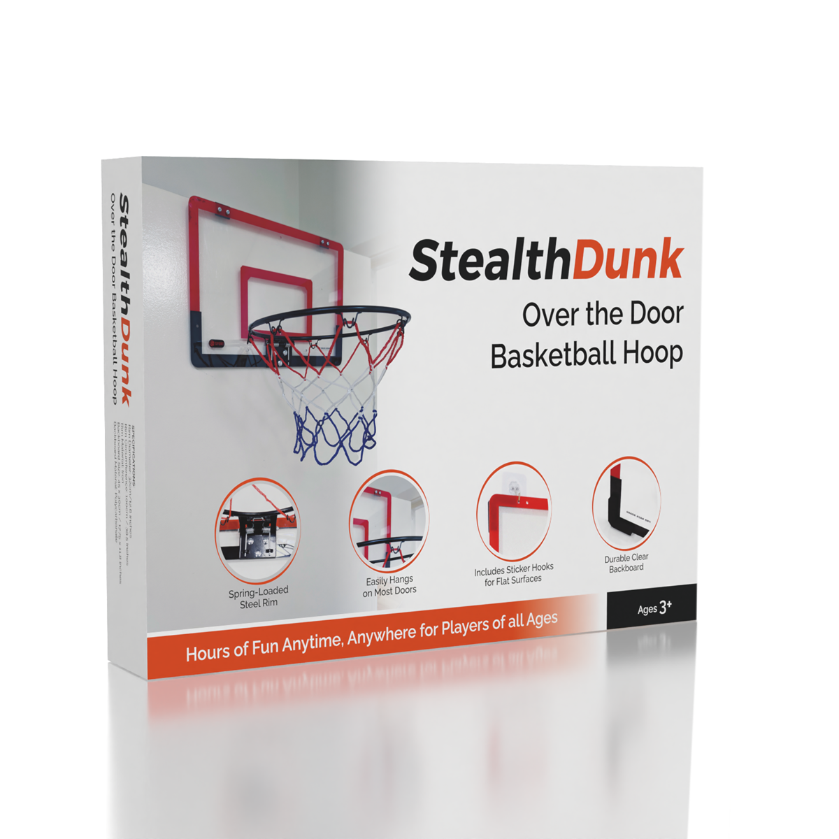 StealthDunk Silent Basketball Indoor Hoop with Clear Backboard