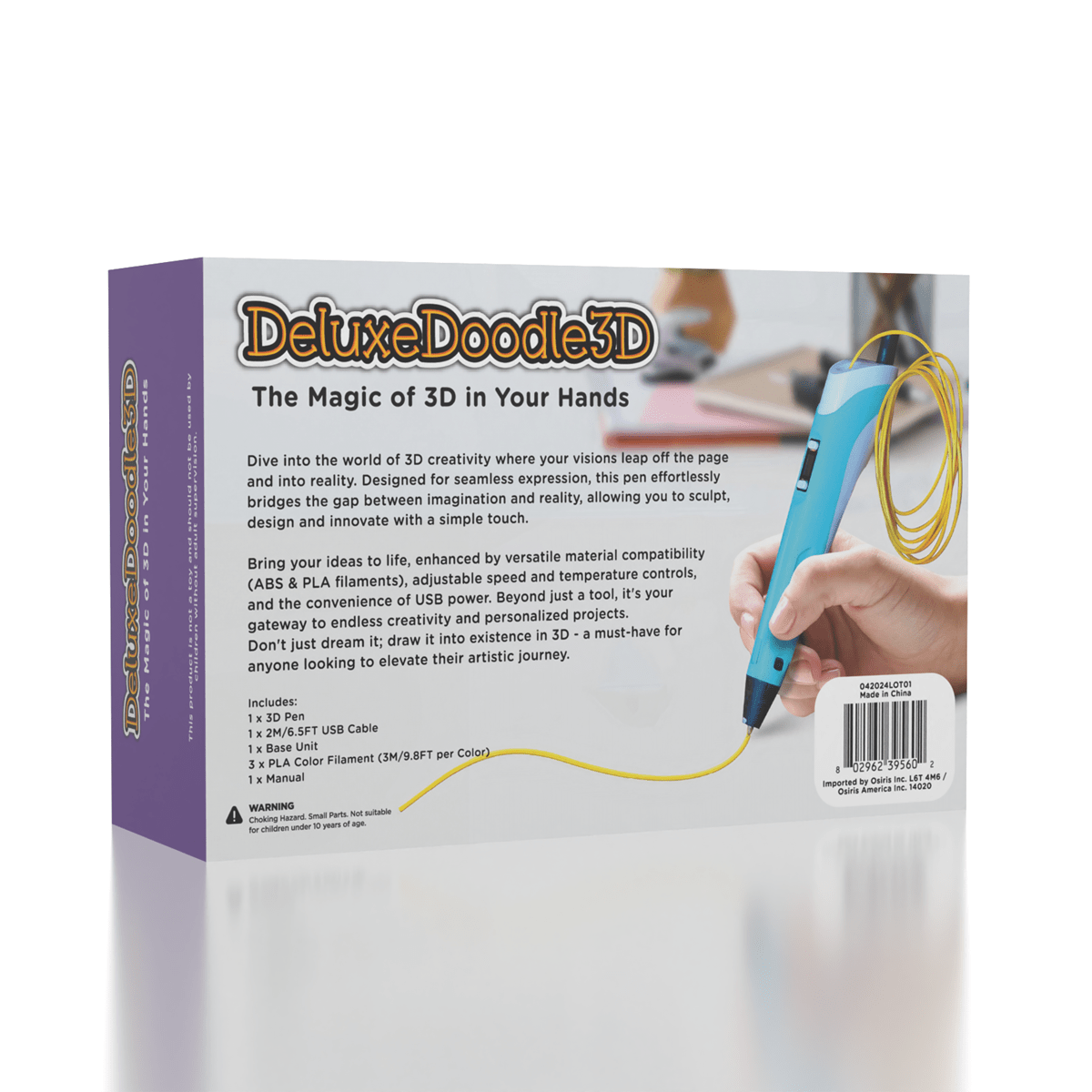 DeluxeDoodle3D Portable Rechargeable 3D Printer Pen (Filament Refills Included) Simple Exclusive 
