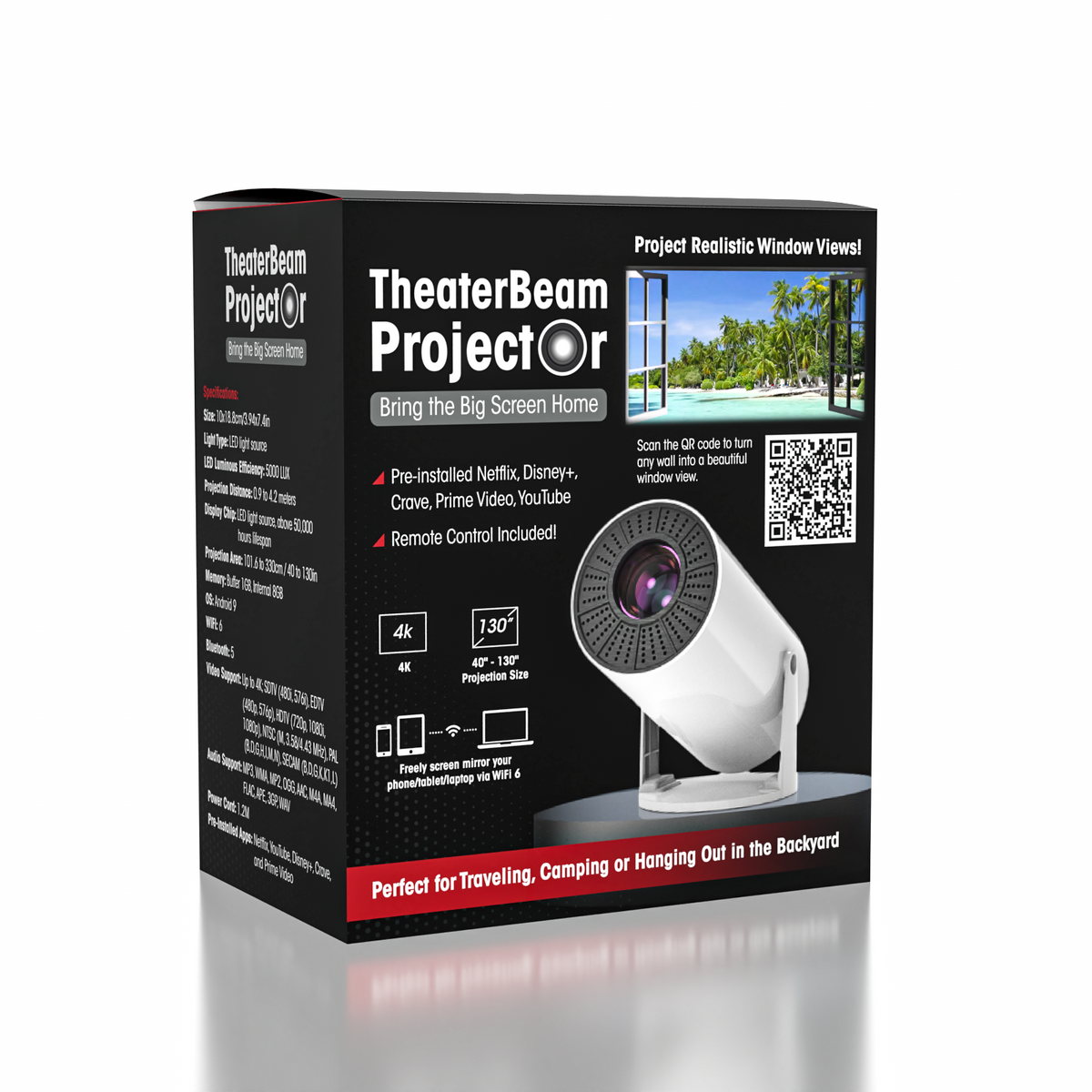 TheaterBeam Projector - Mini Round Projector For Ultimate Experience