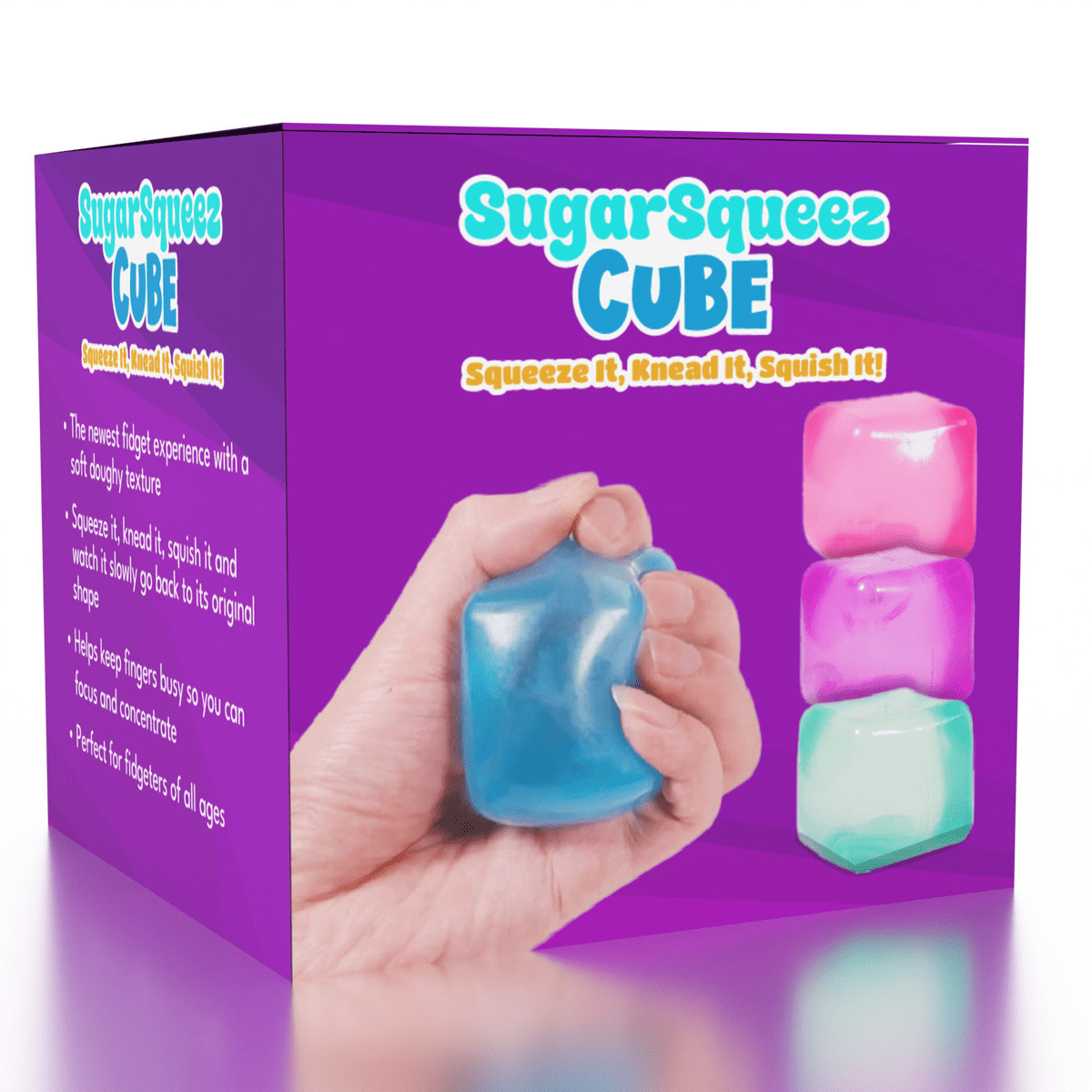 SugarSqueez Cube Squishy Fidget Sugar Stress Ball (1pc) Assorted Colors Simple Exclusive 