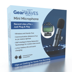 GearWaves: Mini Wireless Clip-On Microphone (Smartphone Compatible) Simple GearWaves 