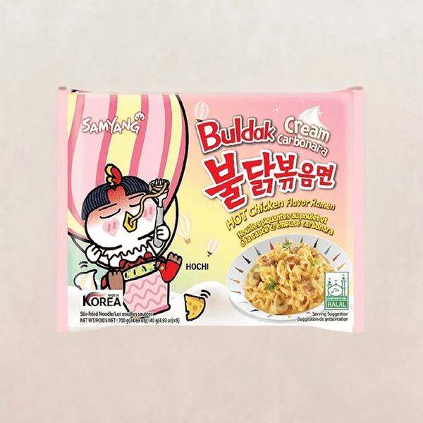 Samyang Buldak Creamy Carbonara Hot Chicken Ramen (5pk) Simple Showcase 