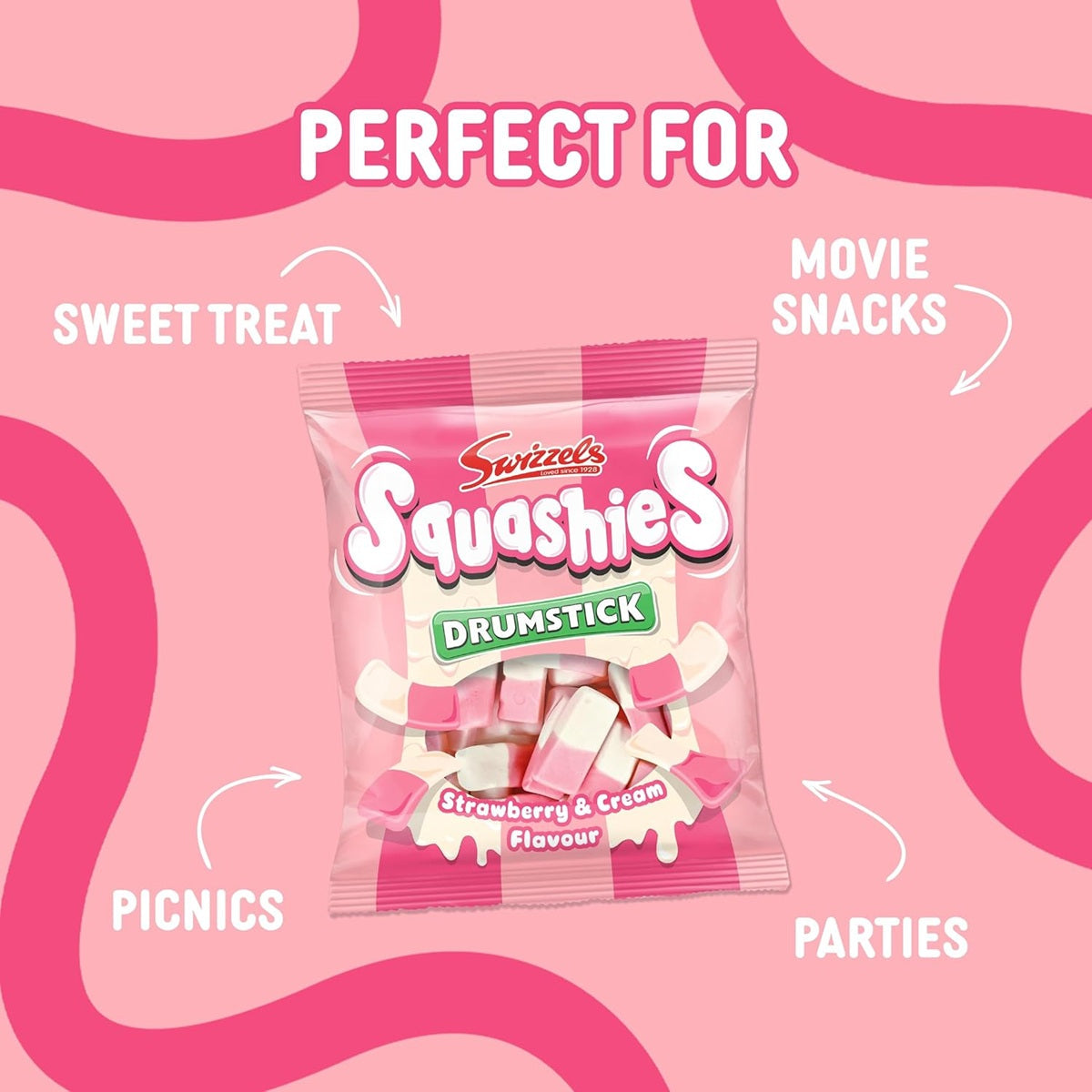 Swizzels Squashies Strawberry and Cream - 120g Imported From England