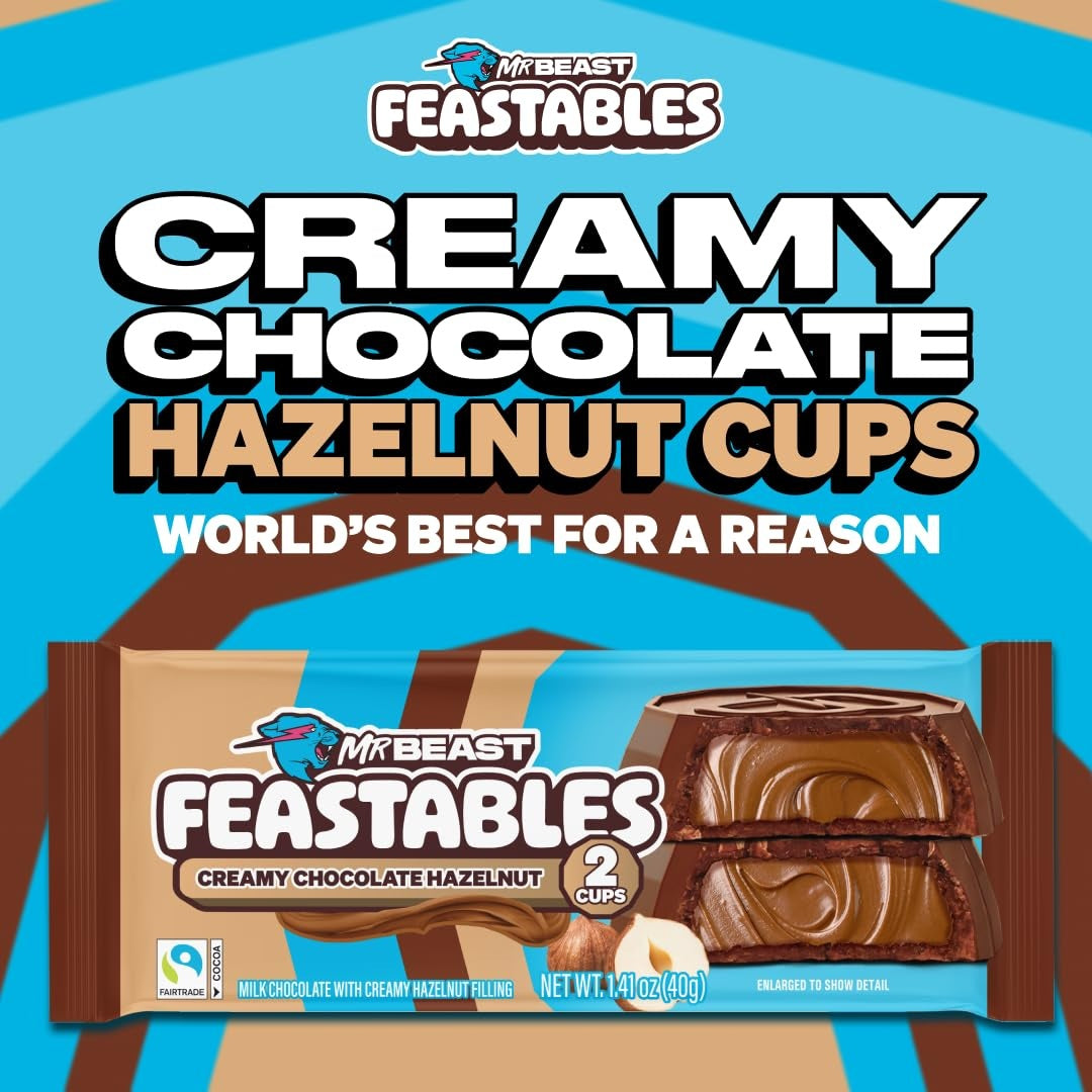 Mr Beast: Feastables Creamy Hazelnut Chocolate Cups - 1.41oz