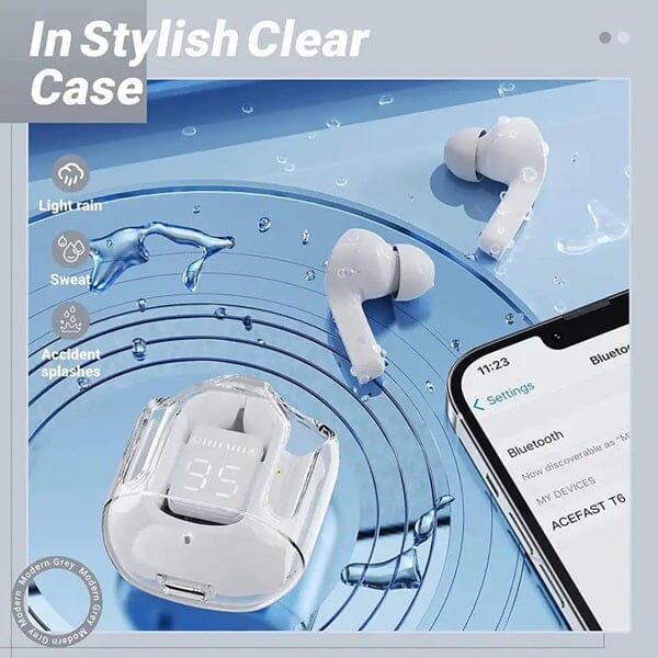 TWS - Wireless Earbuds With Digital Display and Transparent Case Simple Showcase 