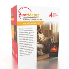 HeatMatez Portable Ceramic Heater With Real Flame! Simple Exclusive 