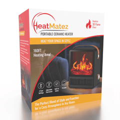 HeatMatez Portable Ceramic Heater With Real Flame! Simple Exclusive 