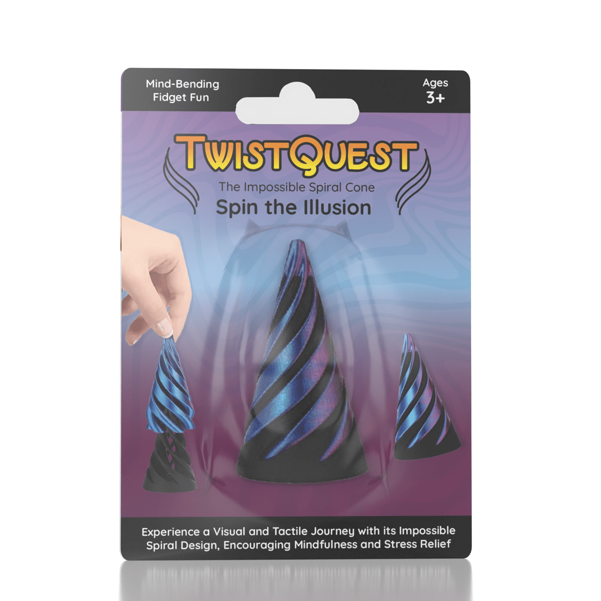 TwistQuest 3D Printed Fidget Spiral Cone Toy (1pc) Multiple Colors Simple Exclusive 