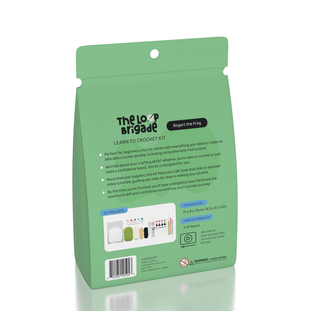 The LOOP Brigade: DIY Mini Crochet Plush Toy Complete Kit For Beginners - Bogart the Frog Simple Exclusive 