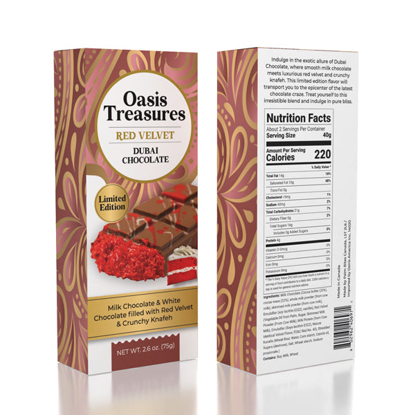 Dubai Chocolate Bar Limited Edition Red Velvet by Oasis Treasures (75g)