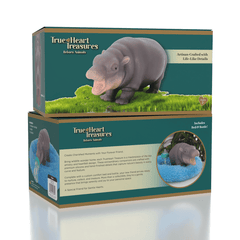 True Heart Treasures Silicone Reborn Animals: Mini Hippo Newborn Baby (Includes Bed & Bottle) Simple TrueHeart Treasures 