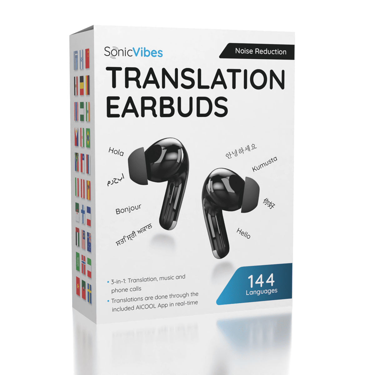 SonicVibes Real-Time Translation Earbuds w/ App (144 Languages) Simple Exclusive 
