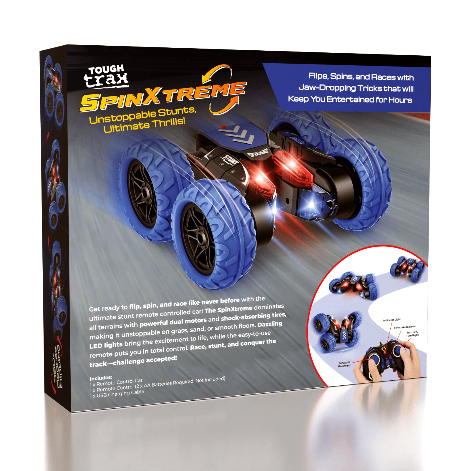 Tough Trax SPINXTREME Remote Control Spinning Stunt Car Simple Tough Trax 
