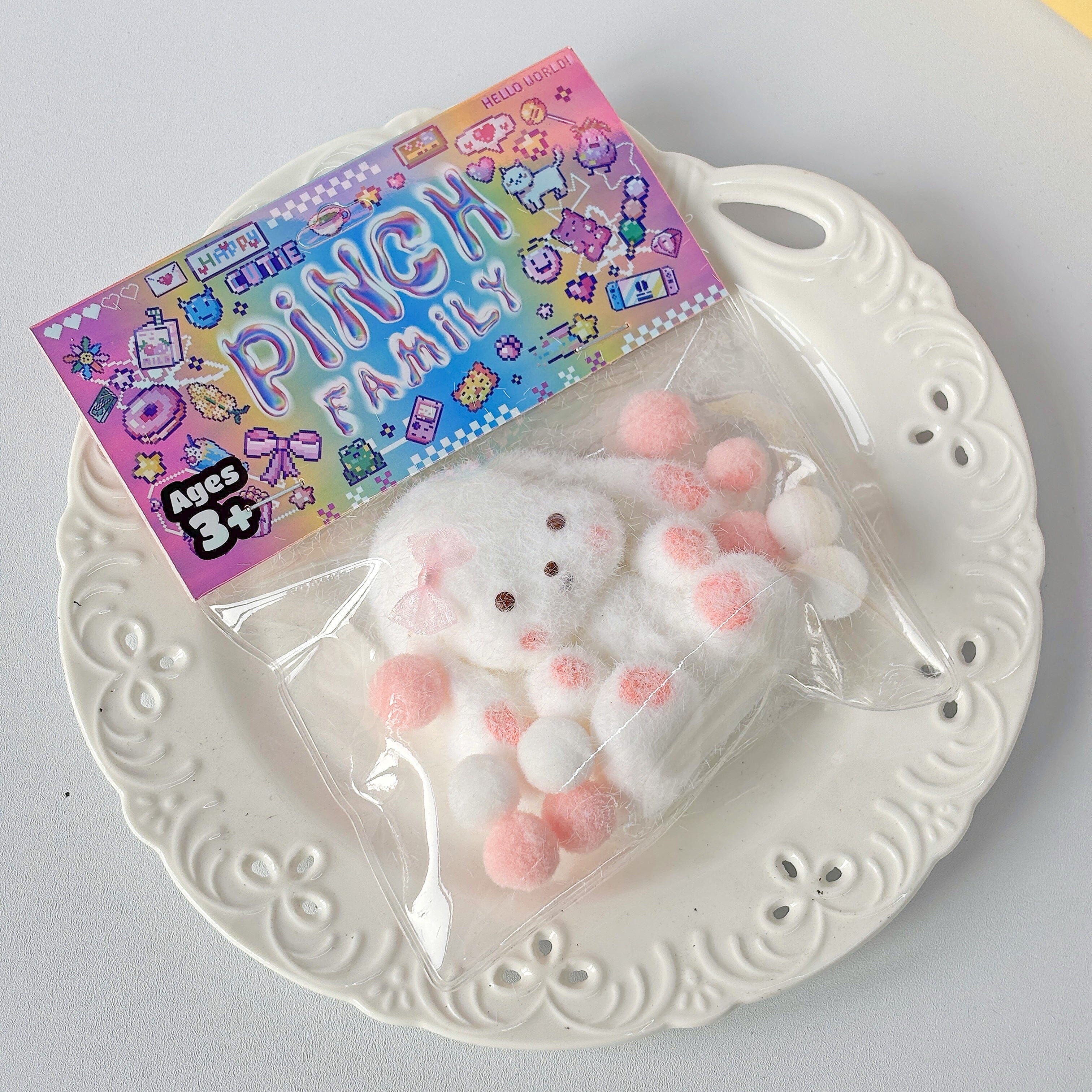 Pinch Family: Animals Taba Super Squishy Fidget Toys (1pc) Multiple Styles Simple Pinch Family Fuzzy Bunny 