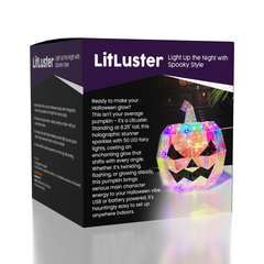 LitLuster LED Holographic Halloween Pumpkin Decor Lamp (1pc) Battery or USB