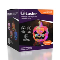 LitLuster LED Holographic Halloween Pumpkin Decor Lamp (1pc) Battery or USB