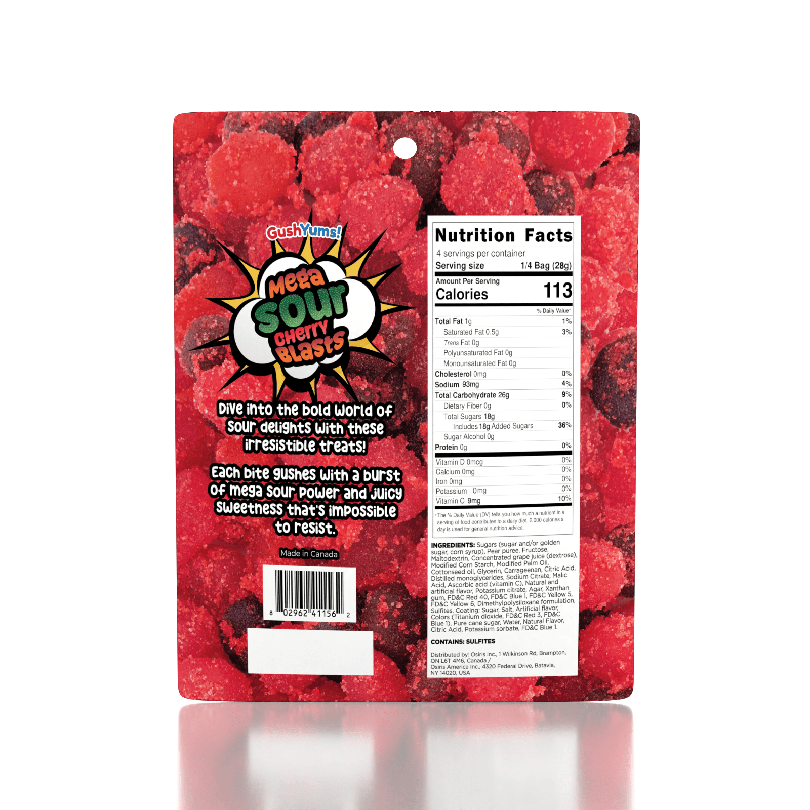 GushYums Mega Sour Cherry Blasts Gushing Gummy Candy (4oz) Simple GummiYums 