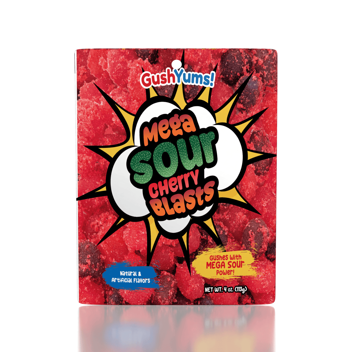 GushYums Mega Sour Cherry Blasts Gushing Gummy Candy (4oz) Simple GummiYums 