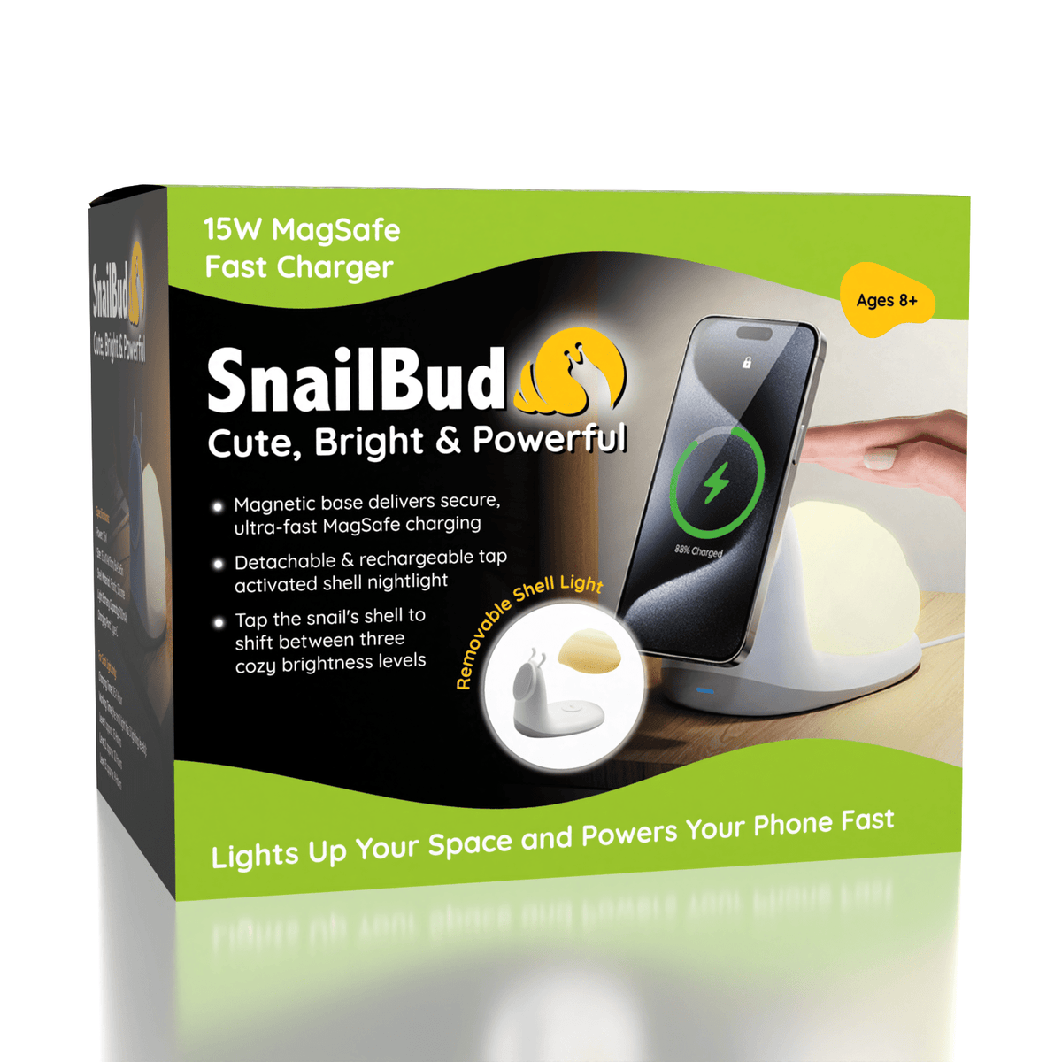 SnailBud Magnetic Phone Charger w/ Removable Snail Shell Light Simple Exclusive 