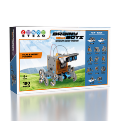 BrainyBotz 13-in-1 DIY Robot Solar-Powered Smart STEM Building & Programming Kit (190pc)