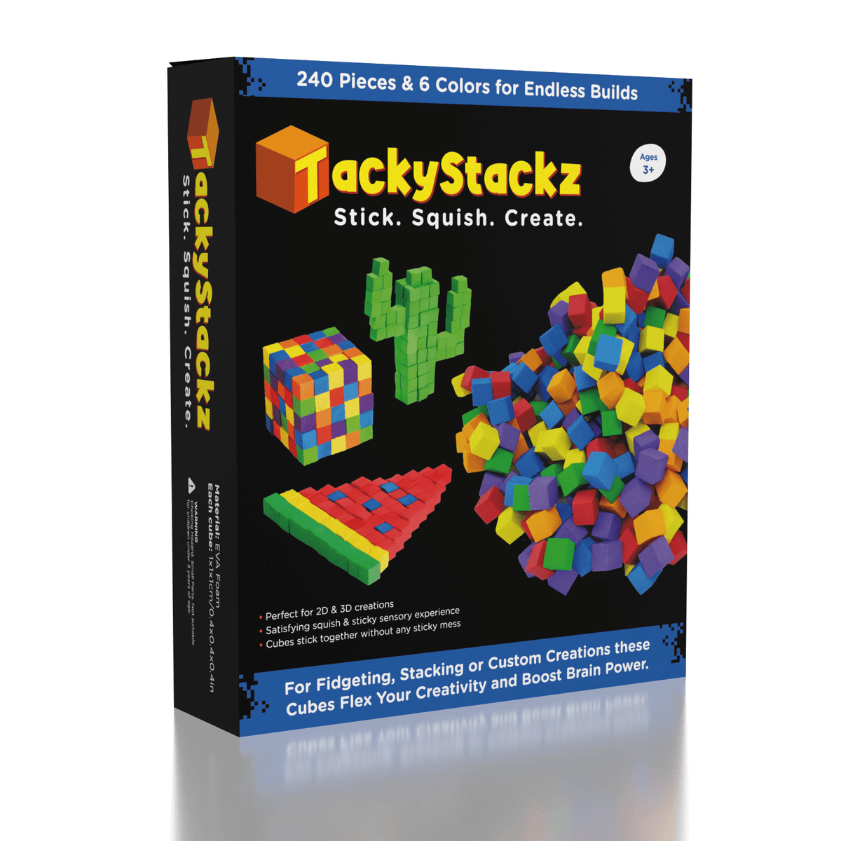 TackyStackz Sticky Squishy Fidget Cubes - Includes Storage Box Simple Exclusive 