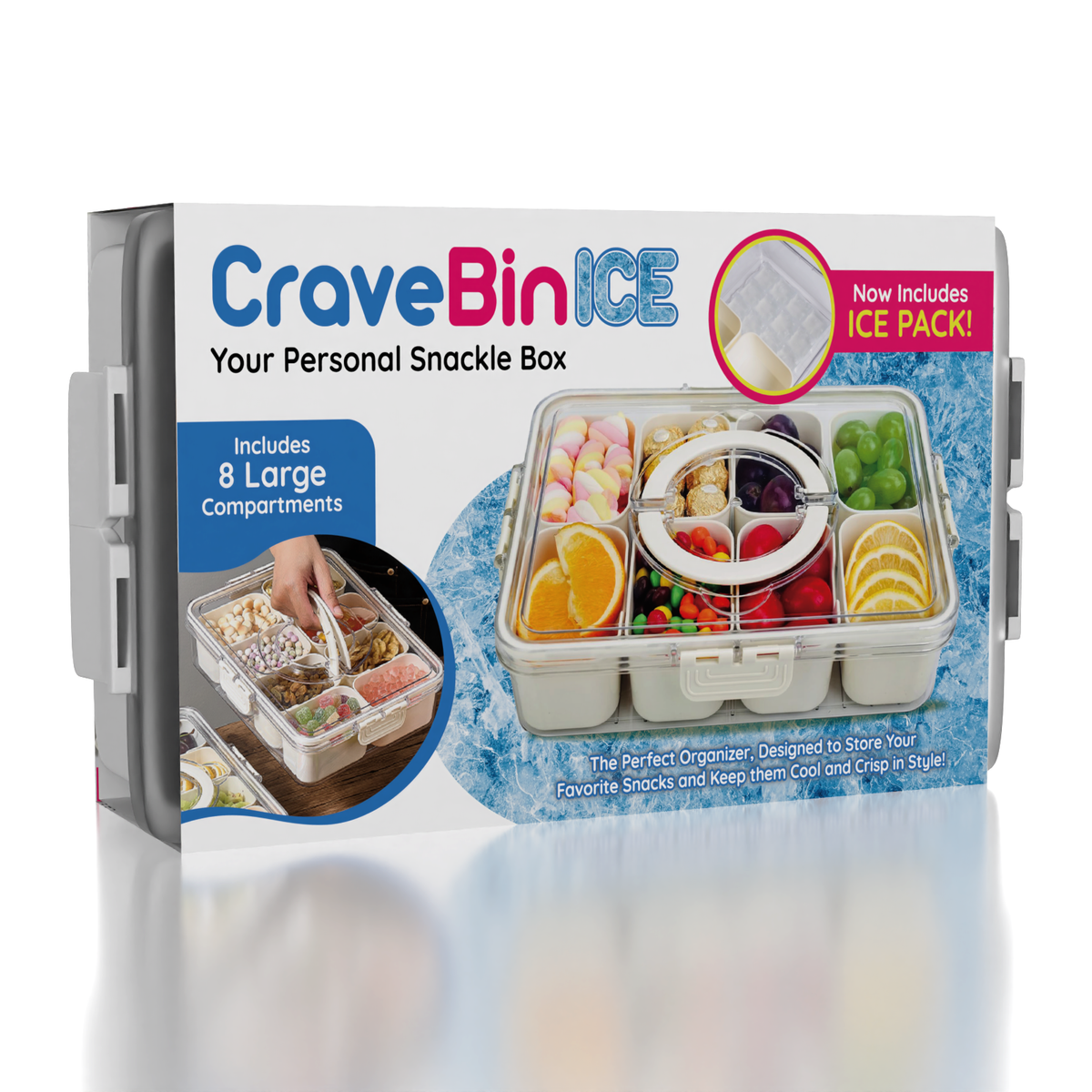CraveBin Ice Snackle Box - Portable Snack Bin with Ice Pack