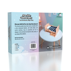 Wooden Bed Frame & Mattress For Dolls (Includes Blanket & Pillow) - Petite Threads