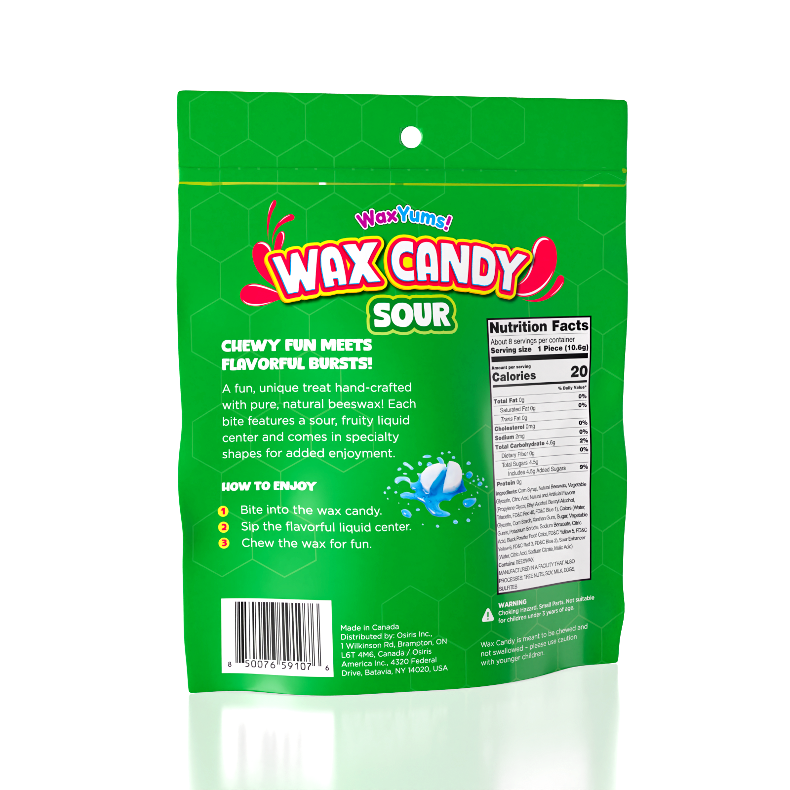 WaxYums! Chewy Gushing Sour Wax Candy Bag (85g)