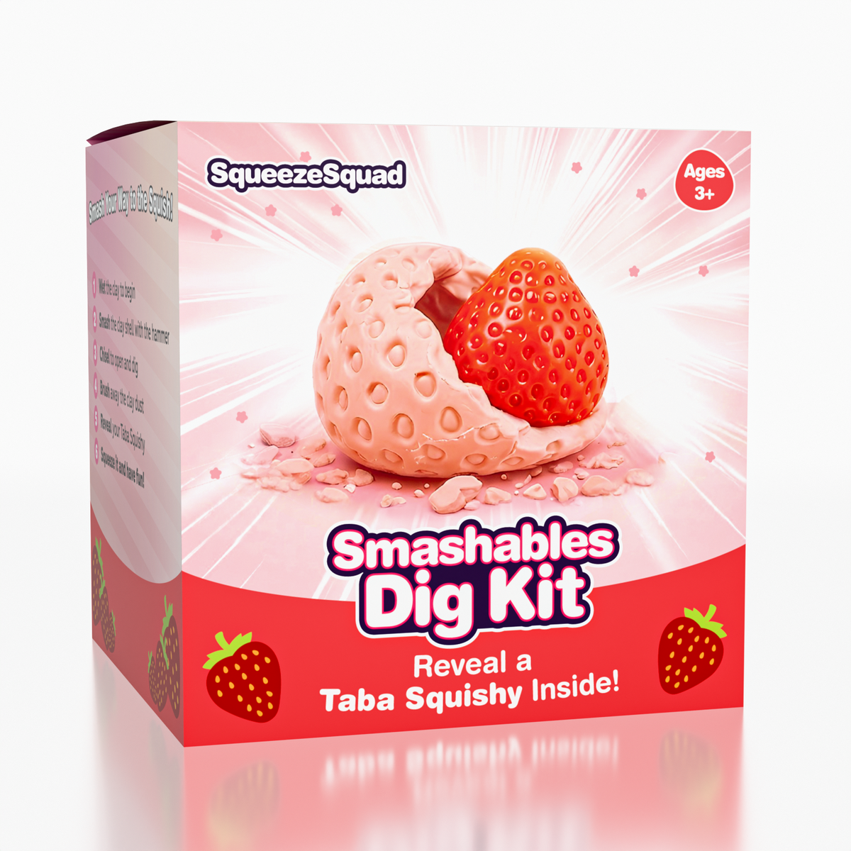 SqueezeSquad Taba Deluxe Smash and Squeeze Squishy® Fidget Toy - Strawberry