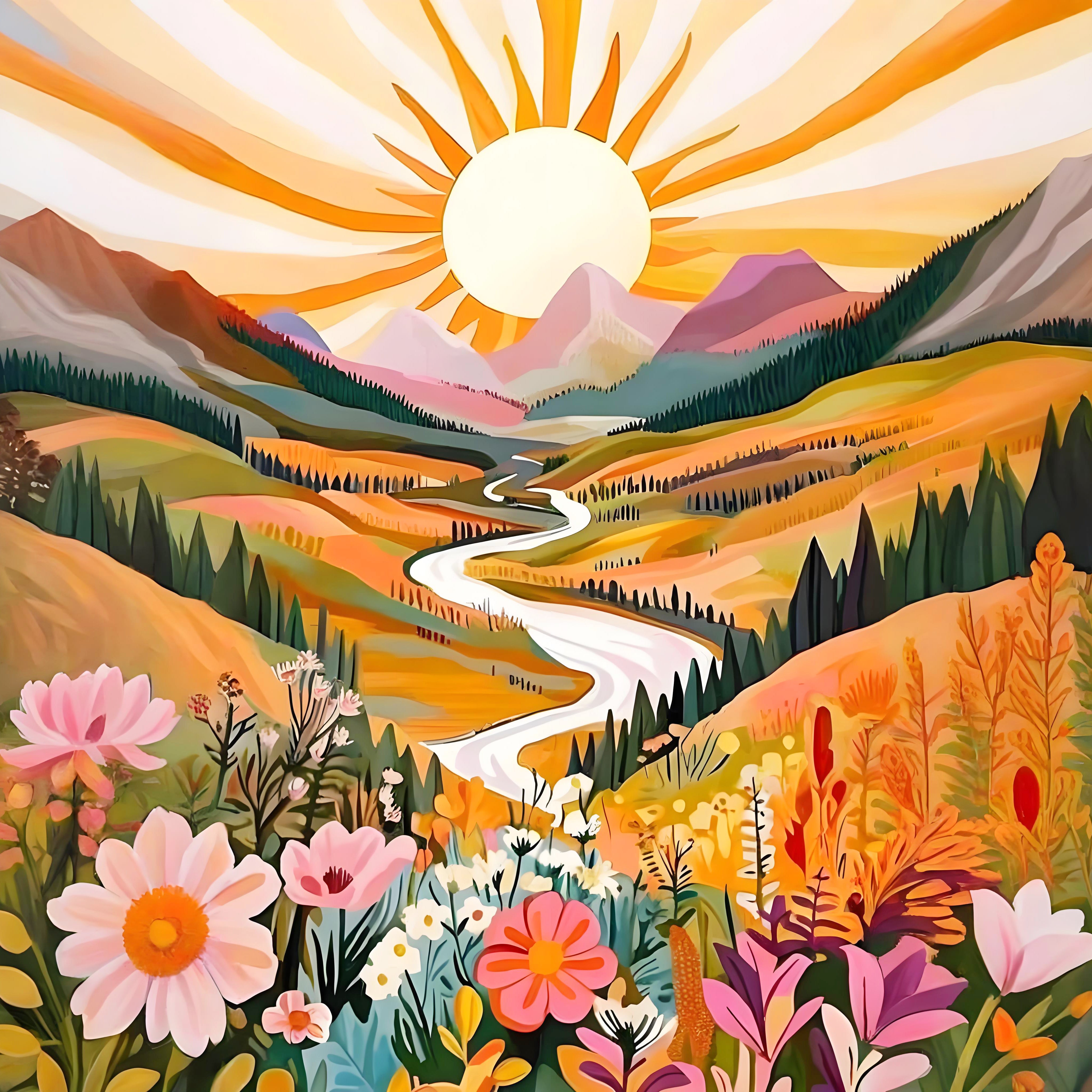 Studio Art Diamond Painting Full Coverage "Golden Meadow" (40cm x 40cm) Simple Studio Art 