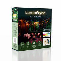 LumaWynd Solar String Lights – 10M Wind-Up LED Outdoor Lights (USB + Solar)