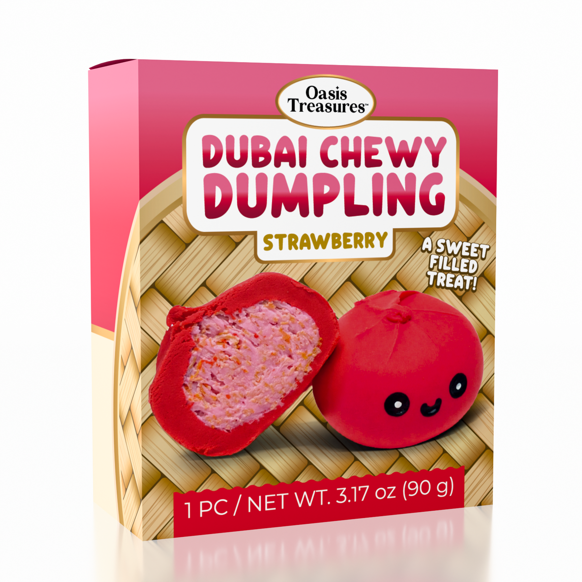 Dubai Dumpling Strawberry Flavor Korean Chewy Cookie by Oasis Treasures (90g)