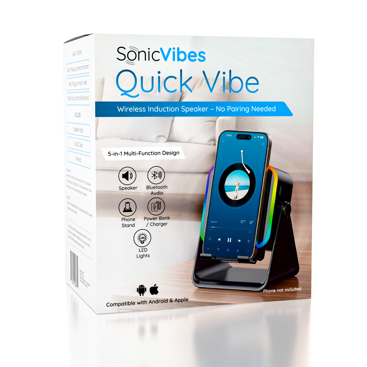 SonicVibes Quick Vibe Wireless Induction Speaker & Phone Stand