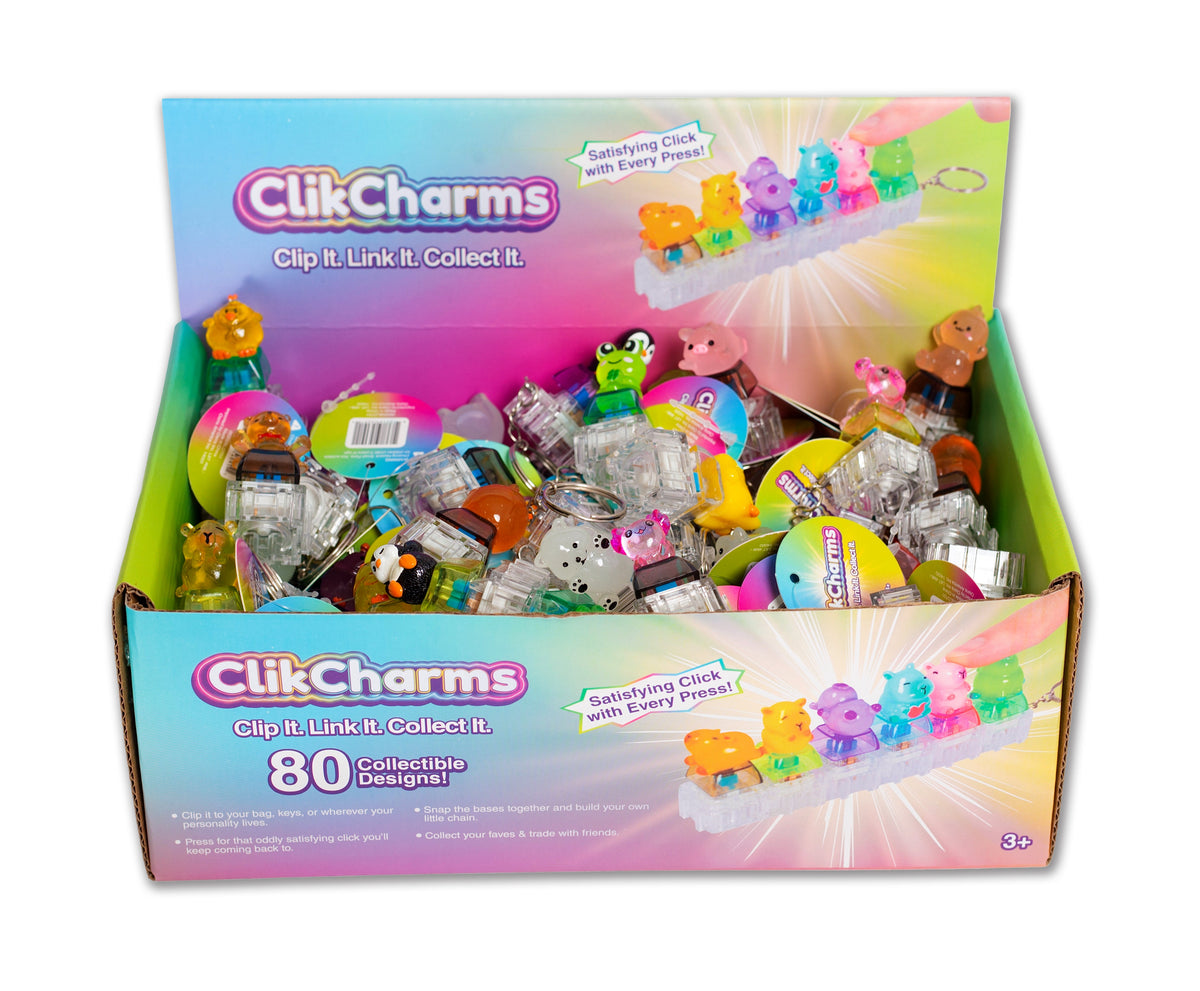 ClikCharms Fidget Keyboard Clicker Keychain - 1 Random 3D Animal Design
