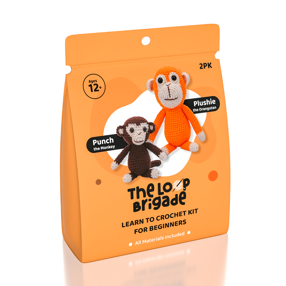 The LOOP Brigade: DIY Crochet Plush Toy Complete Kit For Beginners - Punch The Monkey