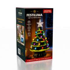 Festiluma Light-Up Tabletop 8" Ceramic Christmas Tree Décor