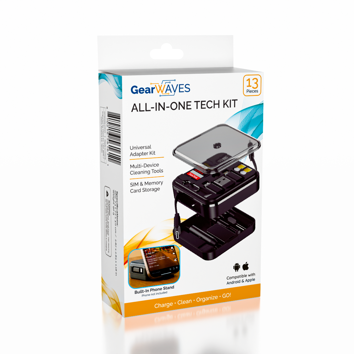 GearWaves All-In-One Tech Kit (13pc) Universal Adapter & Cleaning Kit