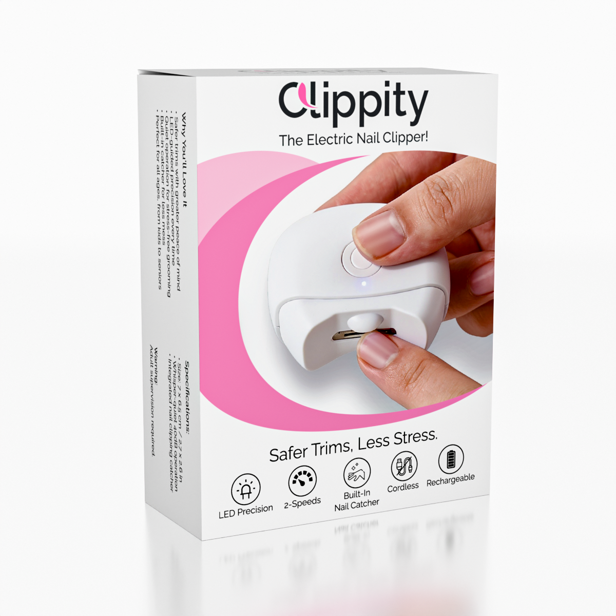 Clippity Rechargeable Electric Nail Clipper with LED Light