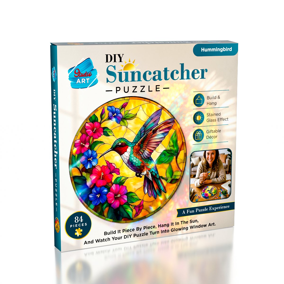 Studio Art DIY Acrylic Suncatcher Puzzle (84 Pieces) Hummingbird