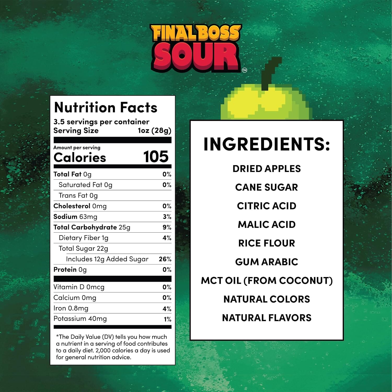 Final Boss Sour Level 4 Green Apple Sour Candy Snack 100g (1pc) Simple Final Boss Sour 